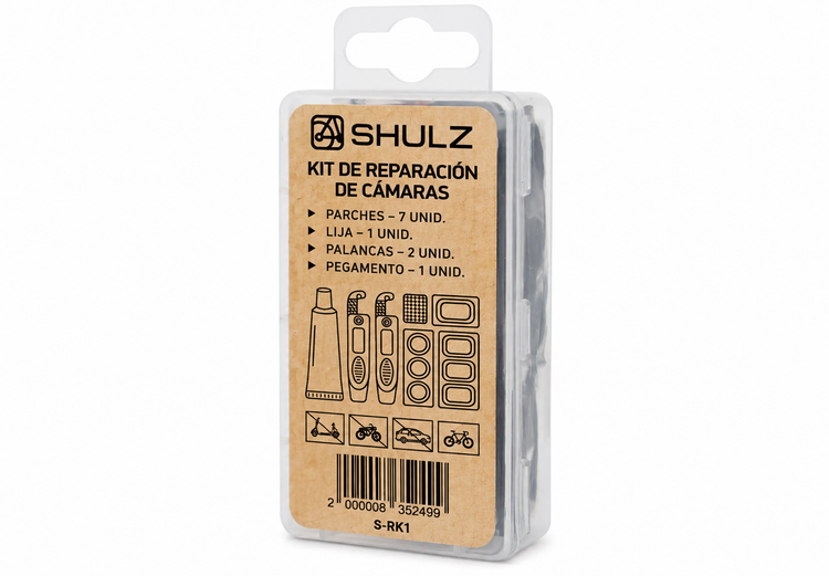 Kit de reparación SHULZ: 7 parches, pegamento y 2 desarmadores